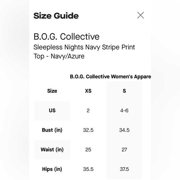 B.O.G Collective Sleepless Nights Navy Stripe Print Top Navy/Azure - Picture 8 of 8